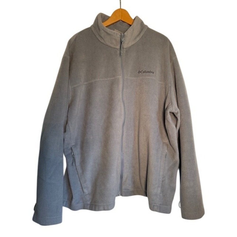 Columbia Full Zip Fleece Jacket Gray Men's Zip Pockets Outdoor - XXL